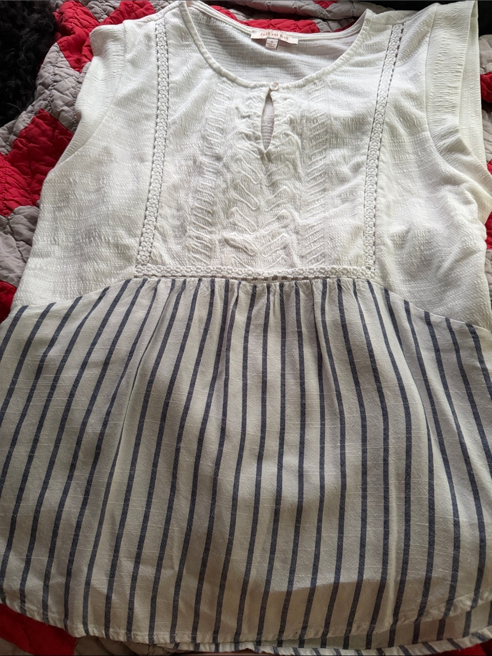 Skies Are Blue - Embroidered Sleeveless Top - Boho and ready for Summer July 4th